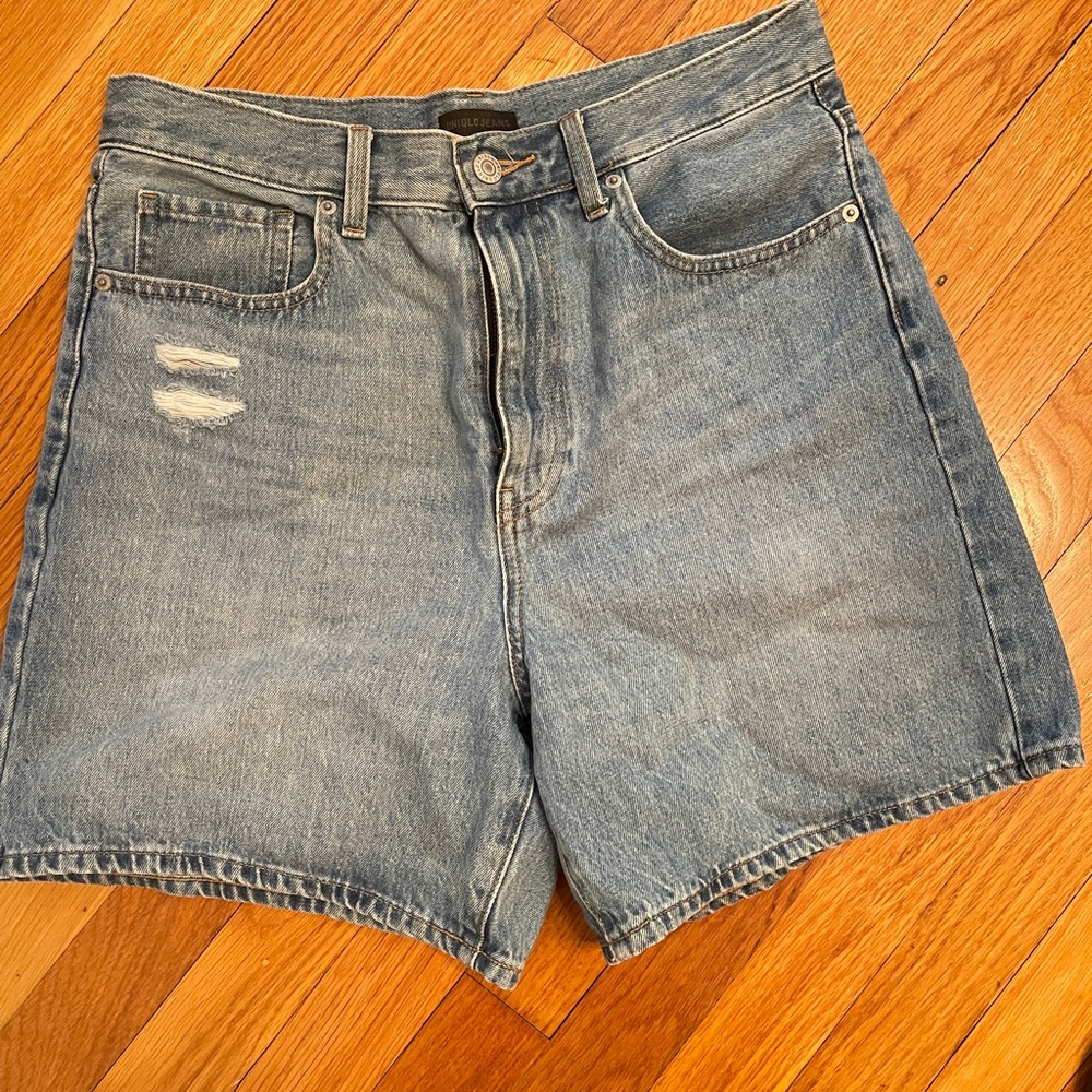 Uniqlo Blue Jean Shorts High-Waisted Relaxed Fit